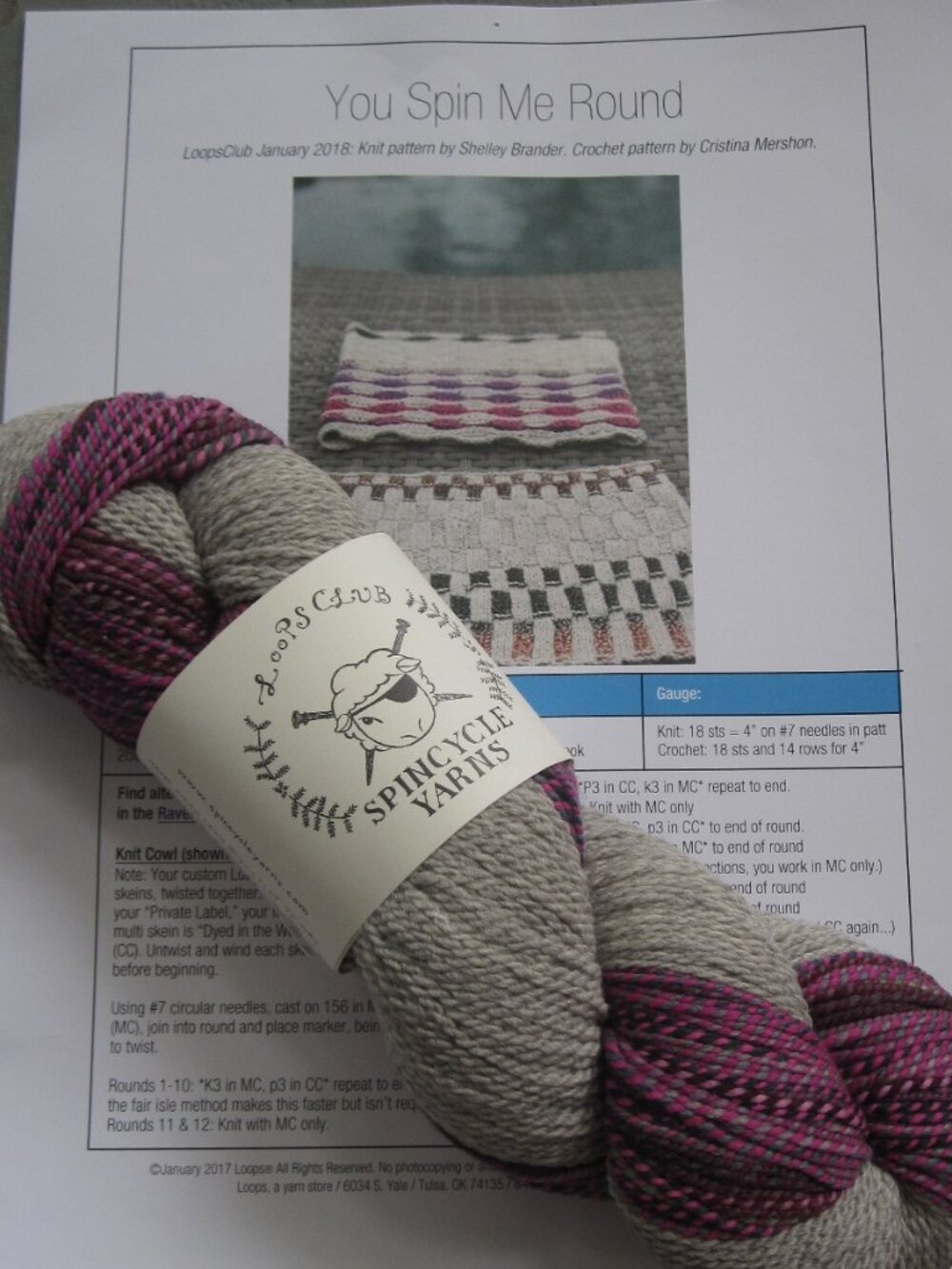 Share NEW Loops Club Cowl Pattern Kit to Knit or Crochet w Spincycle Wool Loop